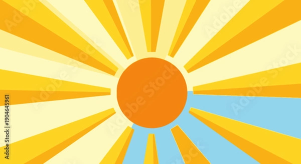 Obraz Stylized Sun Illustration with Yellow Rays.