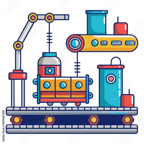 Obraz Assembly Line Machine Illustration