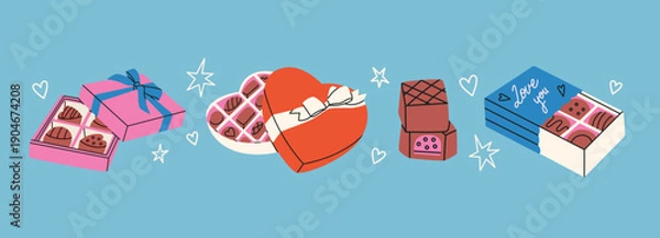 Obraz Various Chocolate boxes set