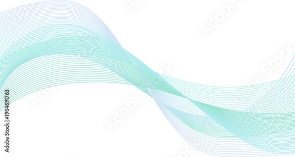 Fototapeta 青と緑のグラデーションカラーの曲線のアブストラクト背景。ビジネステンプレート。