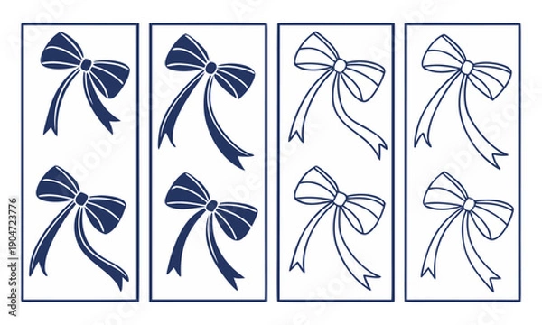 Obraz Blue ribbon bow seamless pattern on white background vector illustration, easily editable.