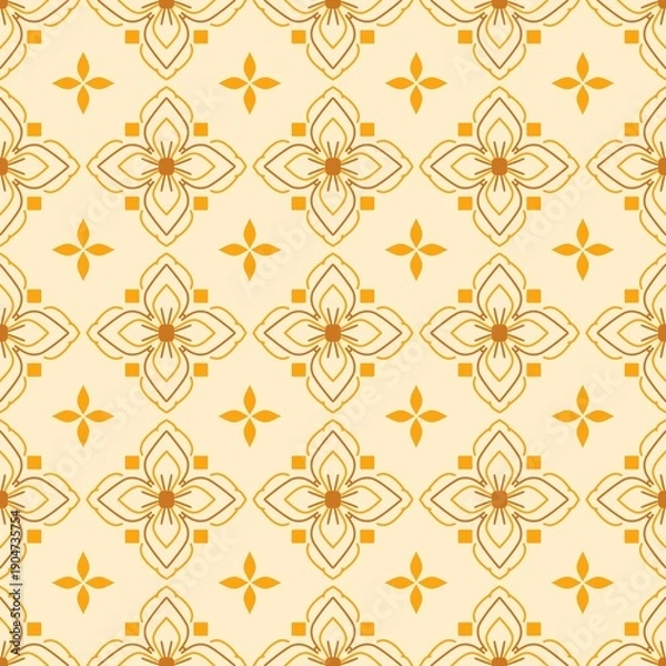 Obraz The background features a beautiful golden yellow geometric pattern.
