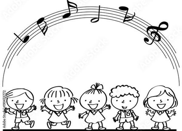 Obraz kids sing song with music note