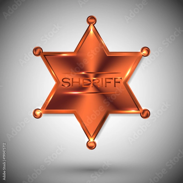 Fototapeta vector metal sheriff star isolated on white background. vector six-pointed star