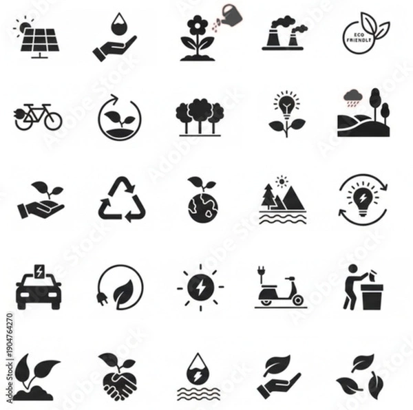 Fototapeta Ecology icon set silhouette vector. Ecology solid icon set.