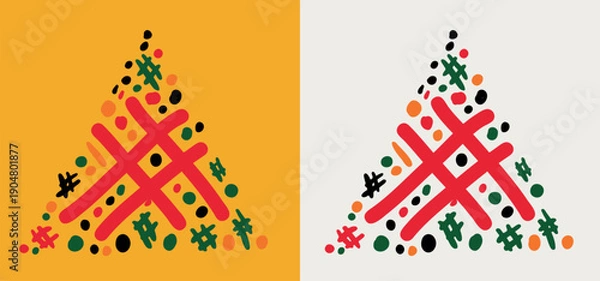 Obraz Creative multicolor abstract random lines and shapes, vector doodle design.