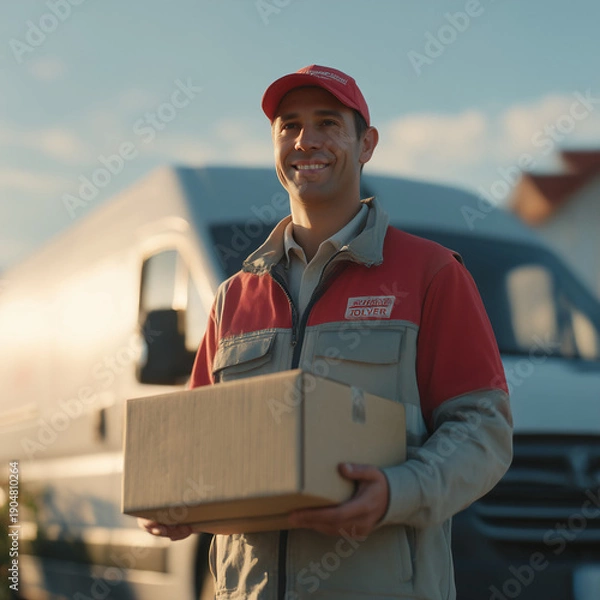 Obraz delivery man with parcel