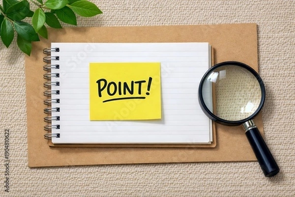 Obraz 重要なポイントを付箋と虫眼鏡で強調し分かりやすく整理する確認作業のイメージ