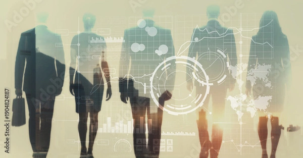 Obraz Business analysis concept with abstract data visualization and corporate strategy planning