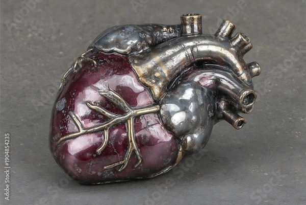 Obraz Artificial Human Heart Model on Gray Background.