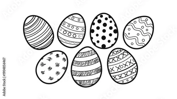 Obraz Handdrawn Decorative Easter Egg Illustration with Various Pattern Style Design Elements