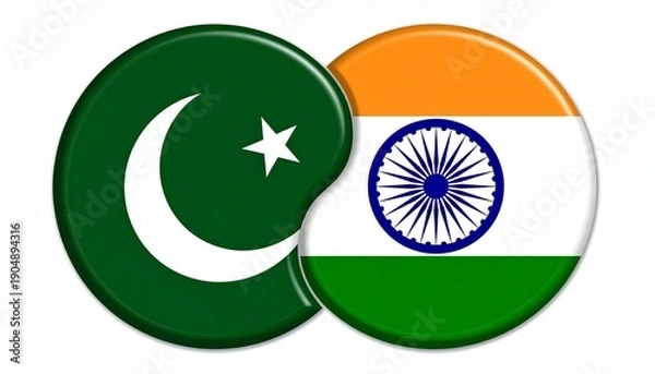 Obraz   Pakistan and India Split Flag Emblem