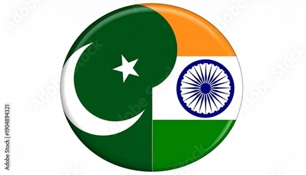 Obraz   Pakistan and India Split Flag Emblem