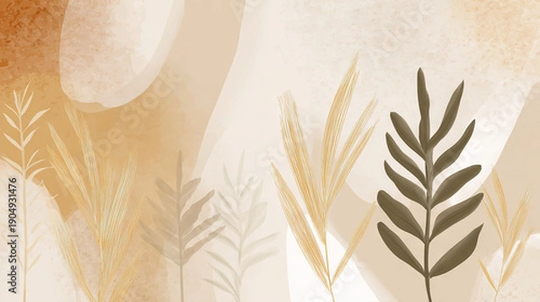 Obraz Abstract Watercolor Illustration with botanical elements