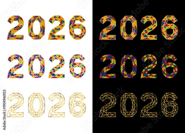 Obraz 2026 Modern Vector Logo Design / 【ベクター】2026年・新年ロゴ・タイポグラフィ・近未来デザイン・数字・編集可能・バナーデザイン素材