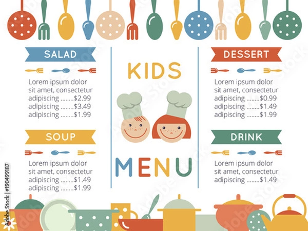 Obraz szablon menu dla dzieci