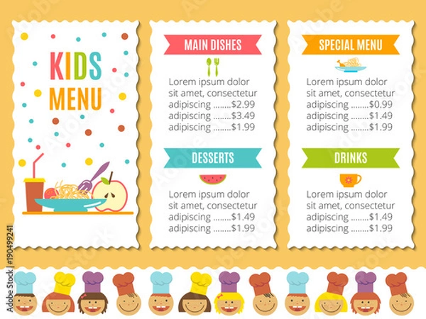Obraz kids menu template