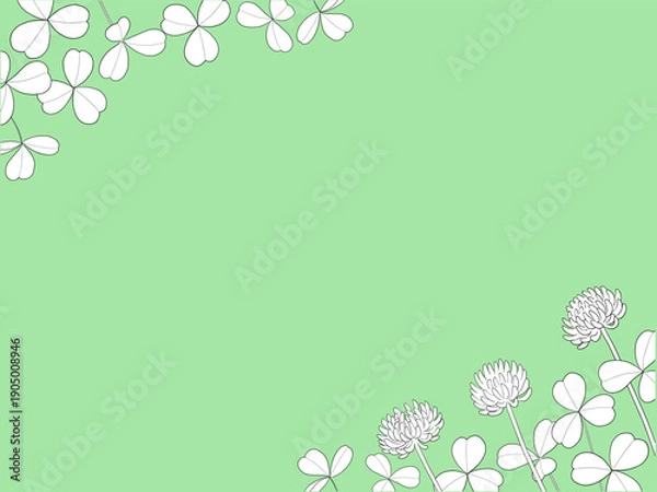 Obraz シロツメクサの線画のフレーム