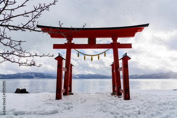 Fototapeta 田沢湖畔の鳥居