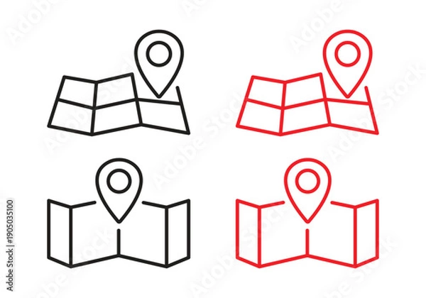 Obraz Vector Location Pin With Map Icon Set