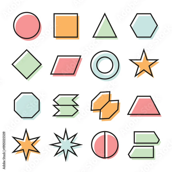 Obraz Vector Geometric Shape With Outline Icon Set