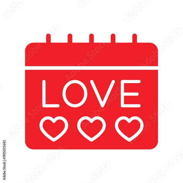 Obraz Vector Red Love Calendar Icon