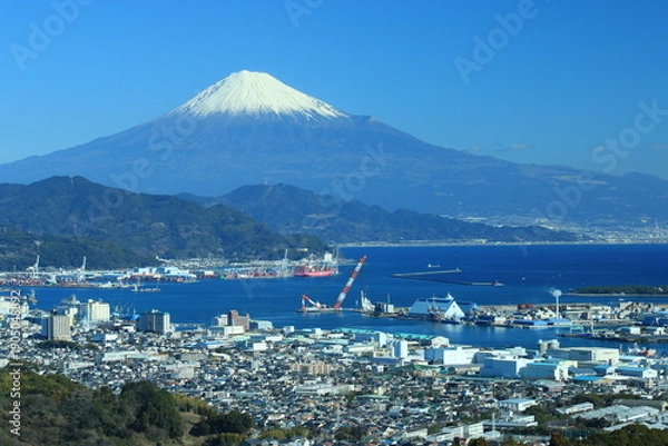 Obraz 清水の街並みと富士山