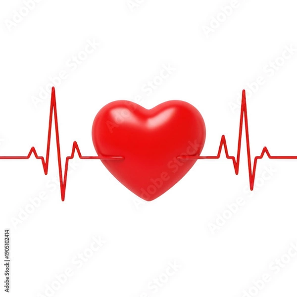 Obraz A red heart on an electrocardiogram reading