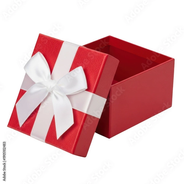 Obraz A red gift box with a white ribbon