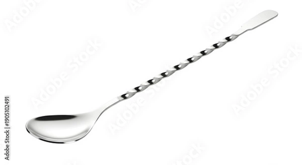 Obraz Elegant Silver Cocktail Spoon on Black Background