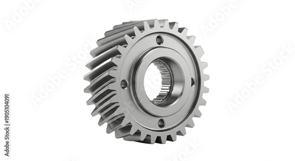 Obraz Helical Gear on Black Background - 3D Rendering