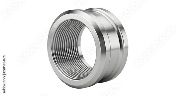Obraz Silver Metal Threaded Fitting on Black Background