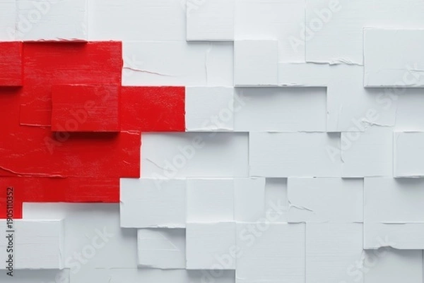 Obraz Abstract Red and White Textured Geometric Background Pattern