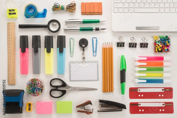 Fototapeta Materiały szkolne na białym tle