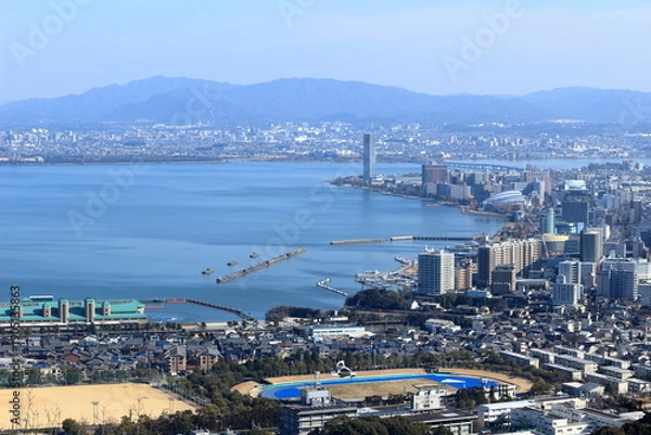 Obraz 滋賀県大津市　大津港周辺の街並み