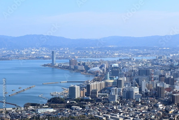 Obraz 長等山テラスから見る大津市の風景