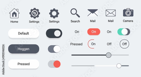 Obraz User interface toggle switch icons for app settings and controls