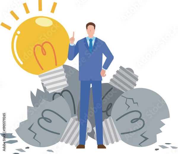 Obraz 失敗からアイデアを思いつくビジネスマン