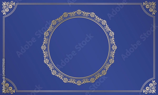 Obraz 紺色と金色のフレーム背景素材