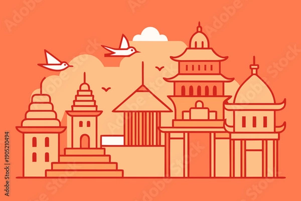 Obraz Heritage Temple Line Vector