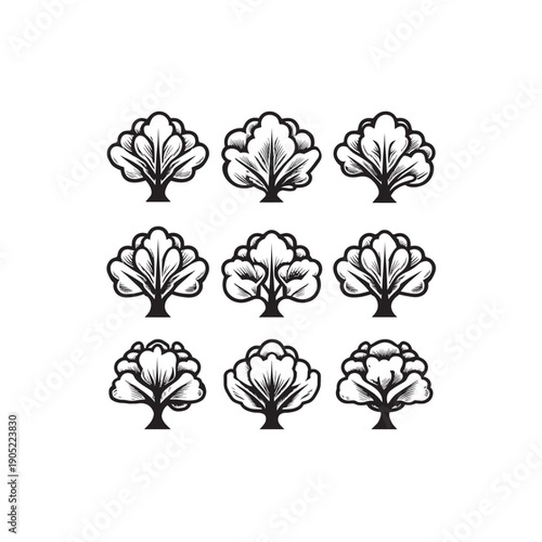 Obraz Lettuce Tree Flower icon simple art 