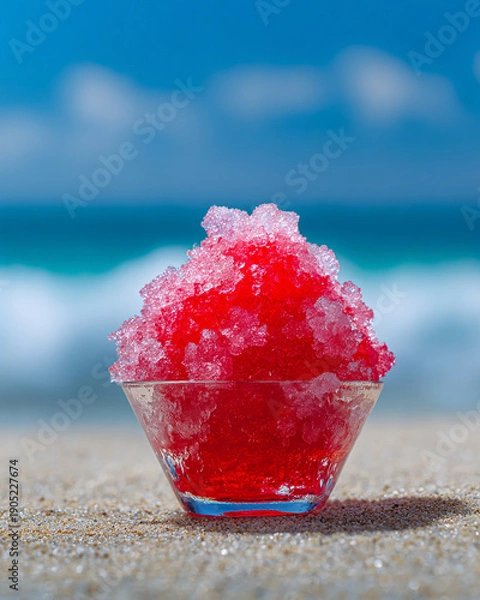 Obraz 夏色が映えるビーチのかき氷
