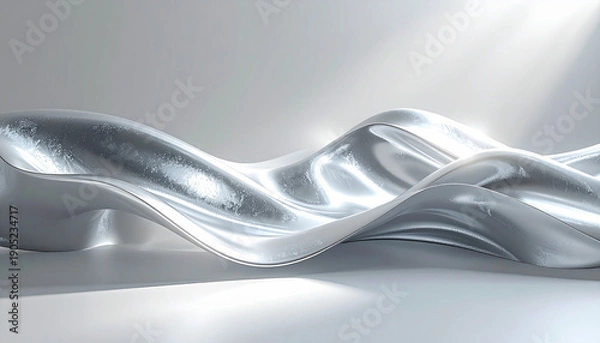 Obraz シルバーの波が連なる抽象背景