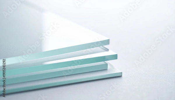 Obraz ミントグリーンのガラス棒が交差する清涼感ある構成