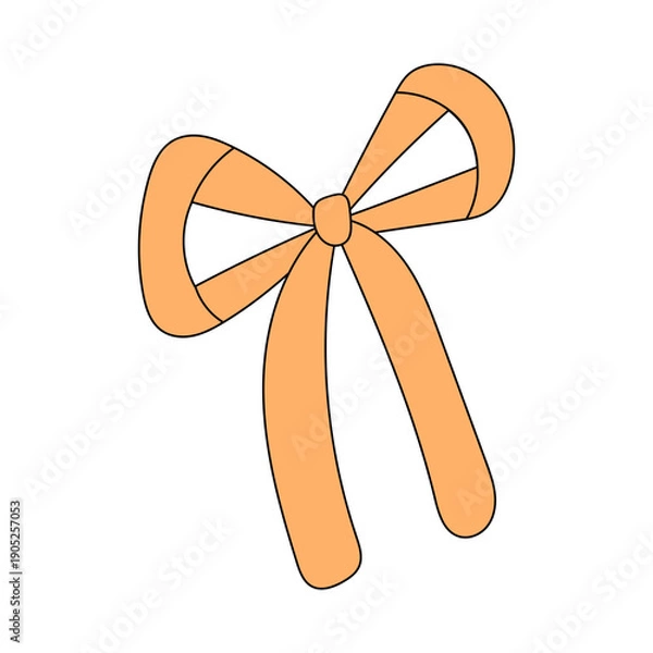 Obraz Orange ribbon bow vector doodle illustration
