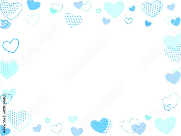 Obraz 可愛いハートのフレーム　ブルー