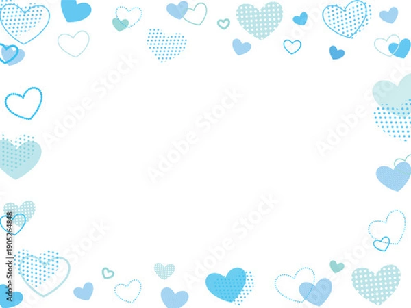 Obraz 可愛いハートのフレーム　ブルー