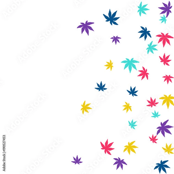 Fototapeta Cute vegetative pattern with simple small leaves for a greeting card or poster. Vector background for spring or summer design
