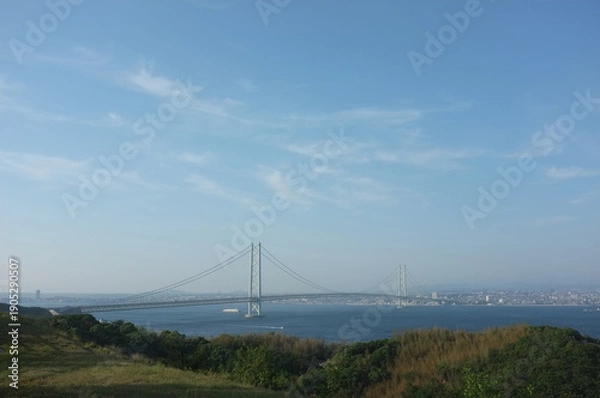 Obraz 【兵庫】淡路サービスエリアから見た明石海峡大橋の景色