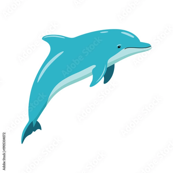 Obraz Dolphin flat vector illustration isolated on white background